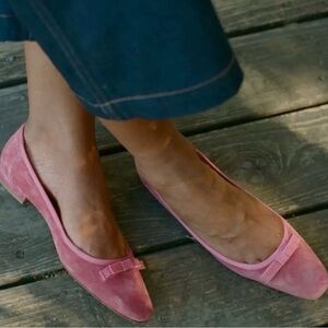 Doen Odette Suede Ballet Pink Flats